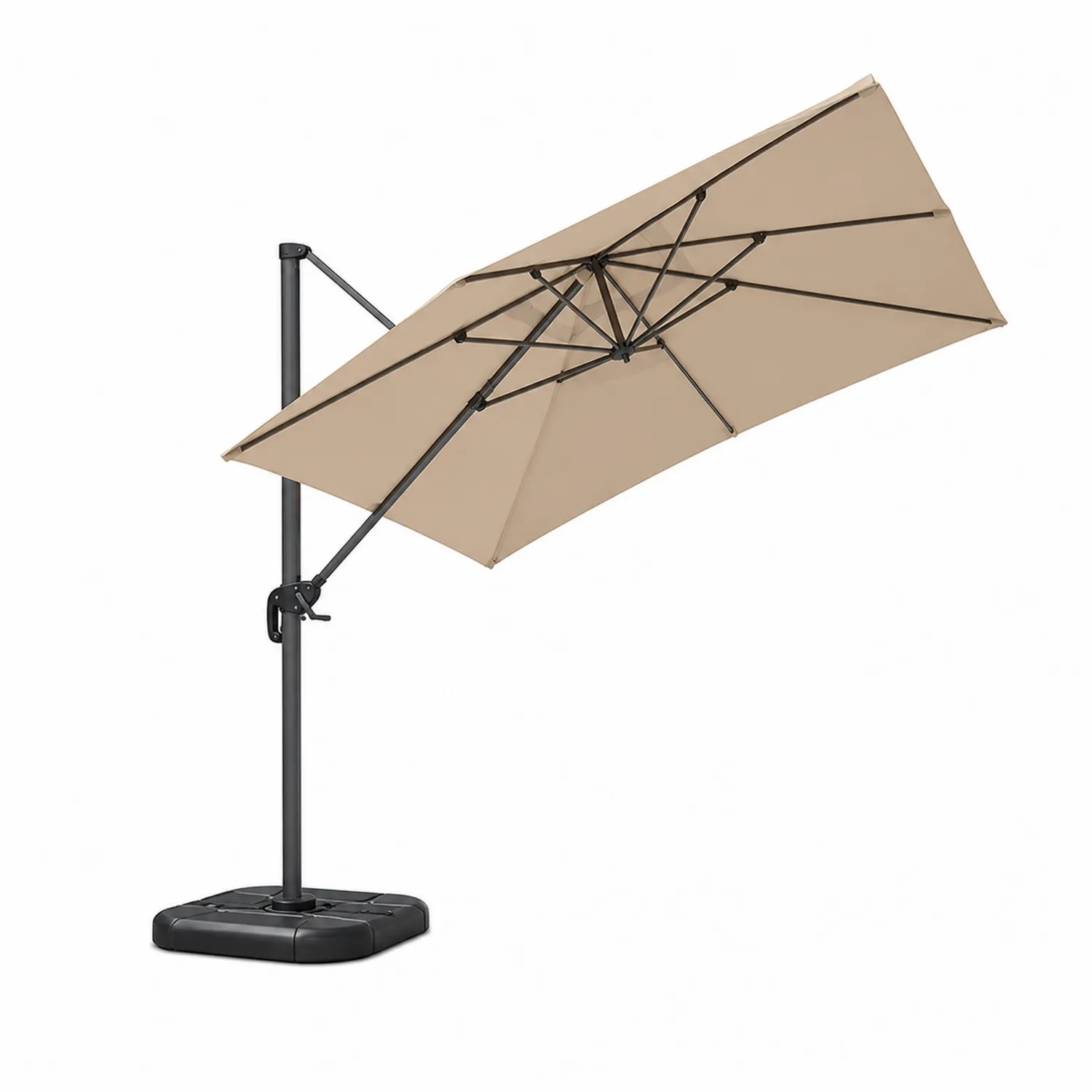 Parasol ogrodowy z bocznym ramieniem kwadratowy 300 cm beżowy poliester stal