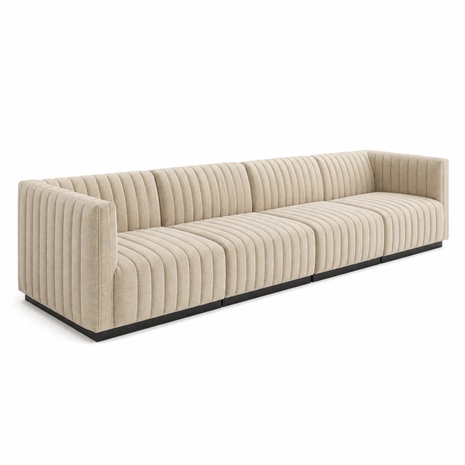 Sofa narożna 4-osobowa tkaninowa Poliester Beżowa