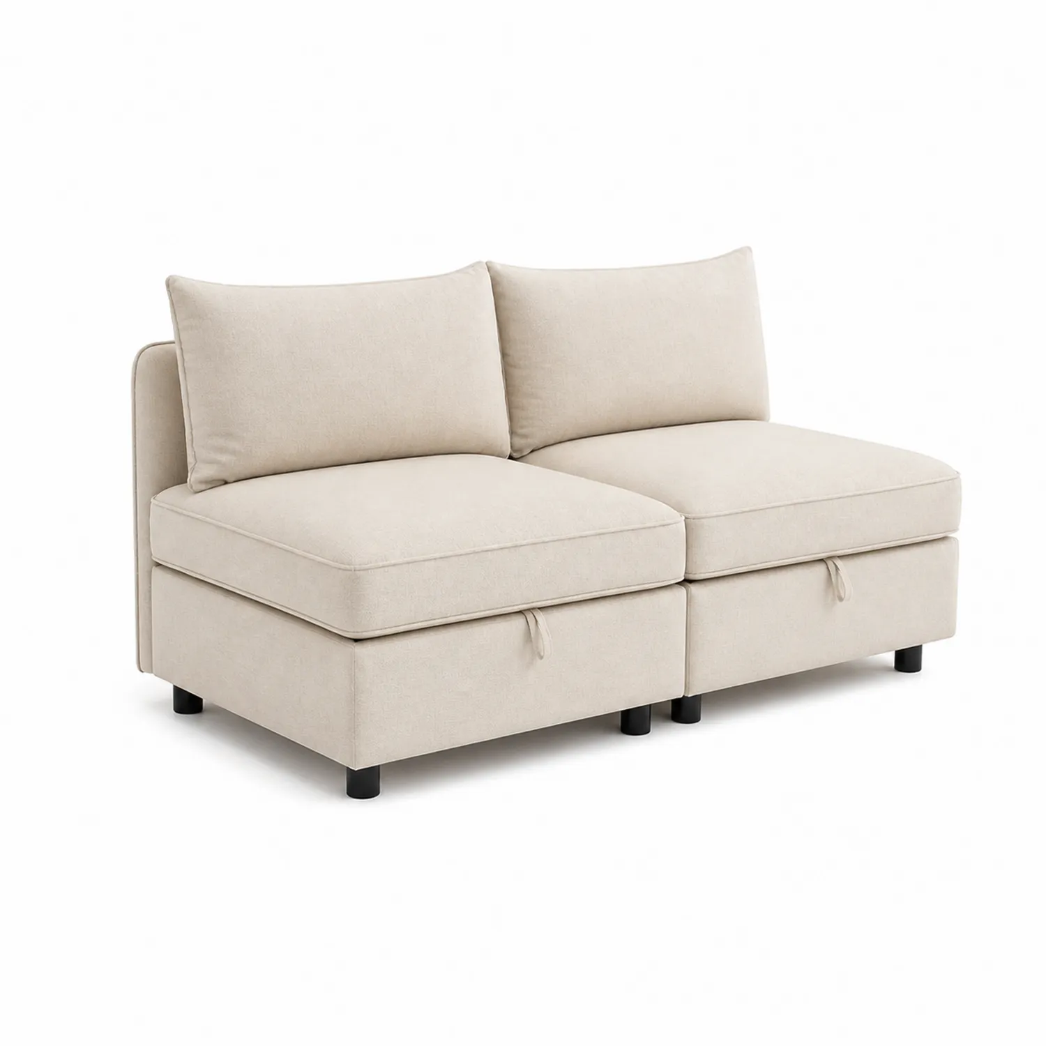 Sofa modułowa 2-osobowa beżowa tkanina