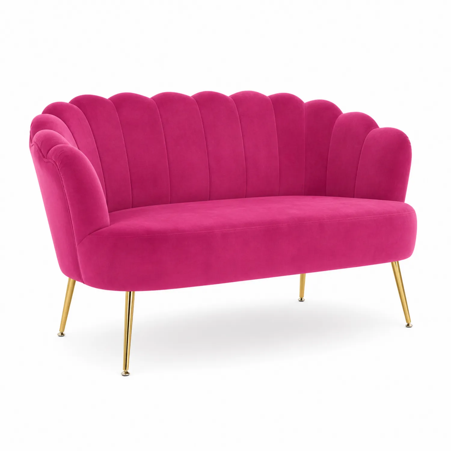 Sofa Dwuosobowa Welur Różowy 120x75x80 cm Nogi Stalowe