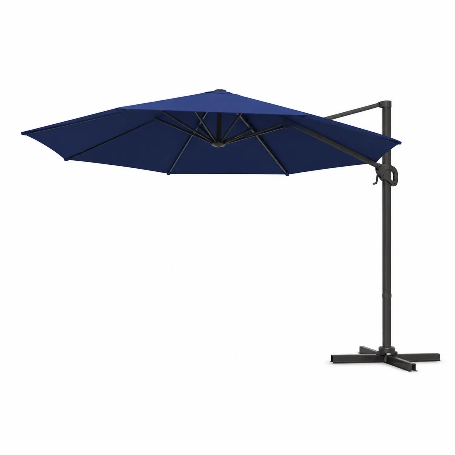 Parasol ogrodowy z bocznym ramieniem, granatowy, 3m