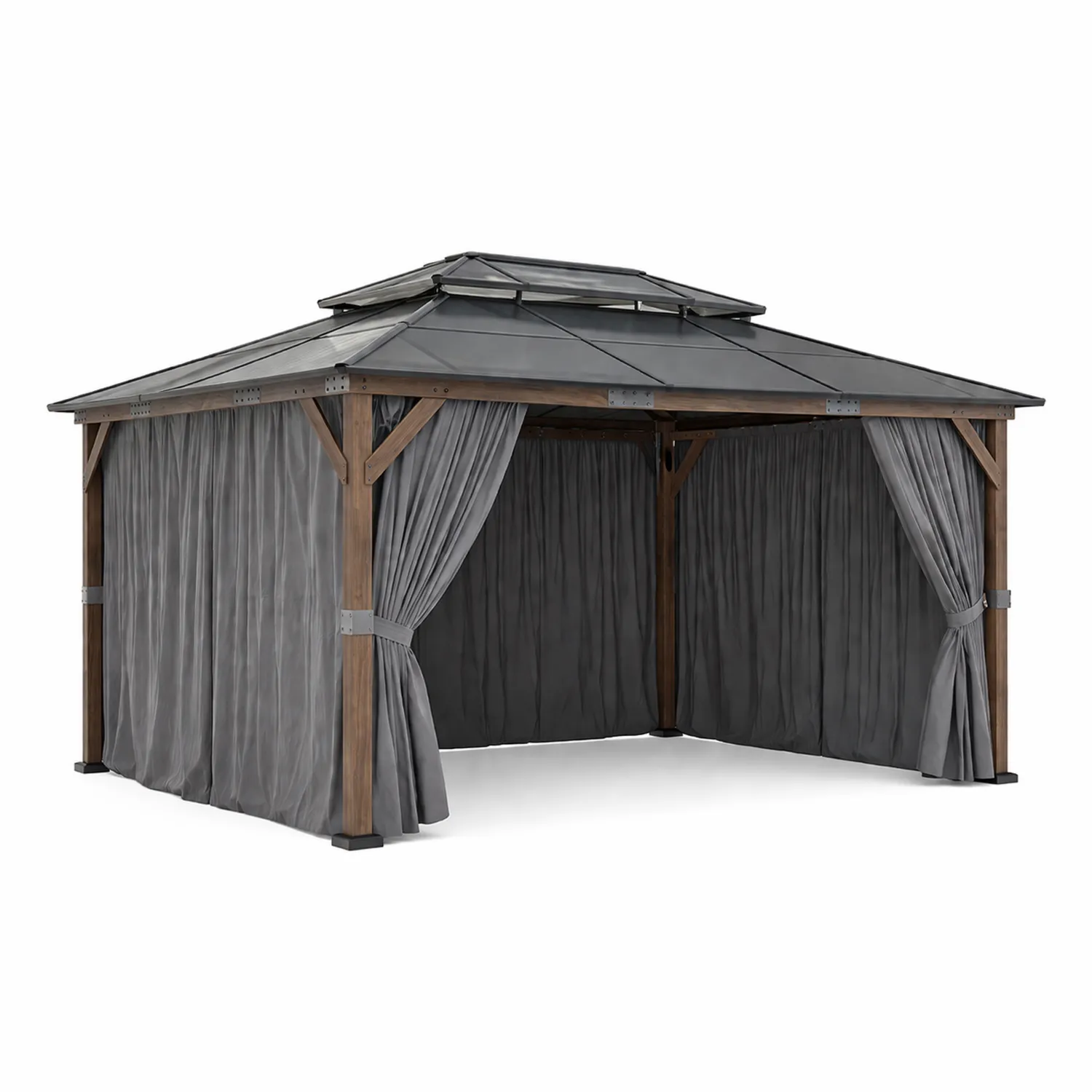 Altana z drewnem i aluminium 3x3 m Szara