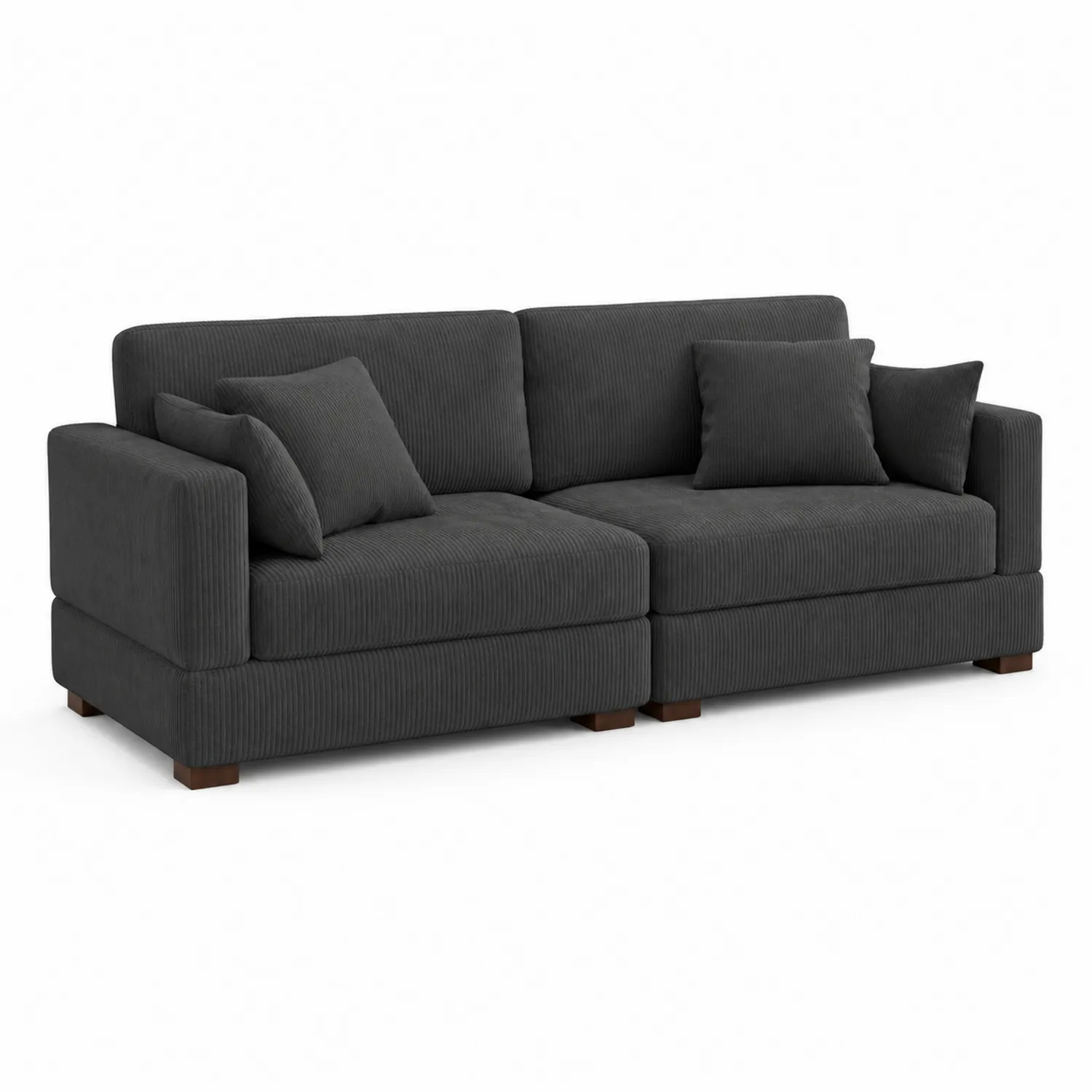 Sofa narożna ciemnoszara ze sztruksu 280 cm