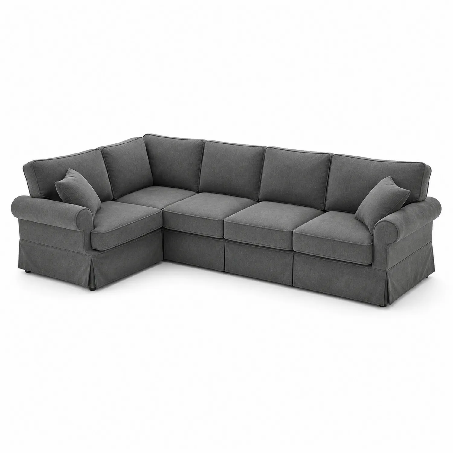 Narożnik L 255 cm x 200 cm Poliester Ciemnoszary