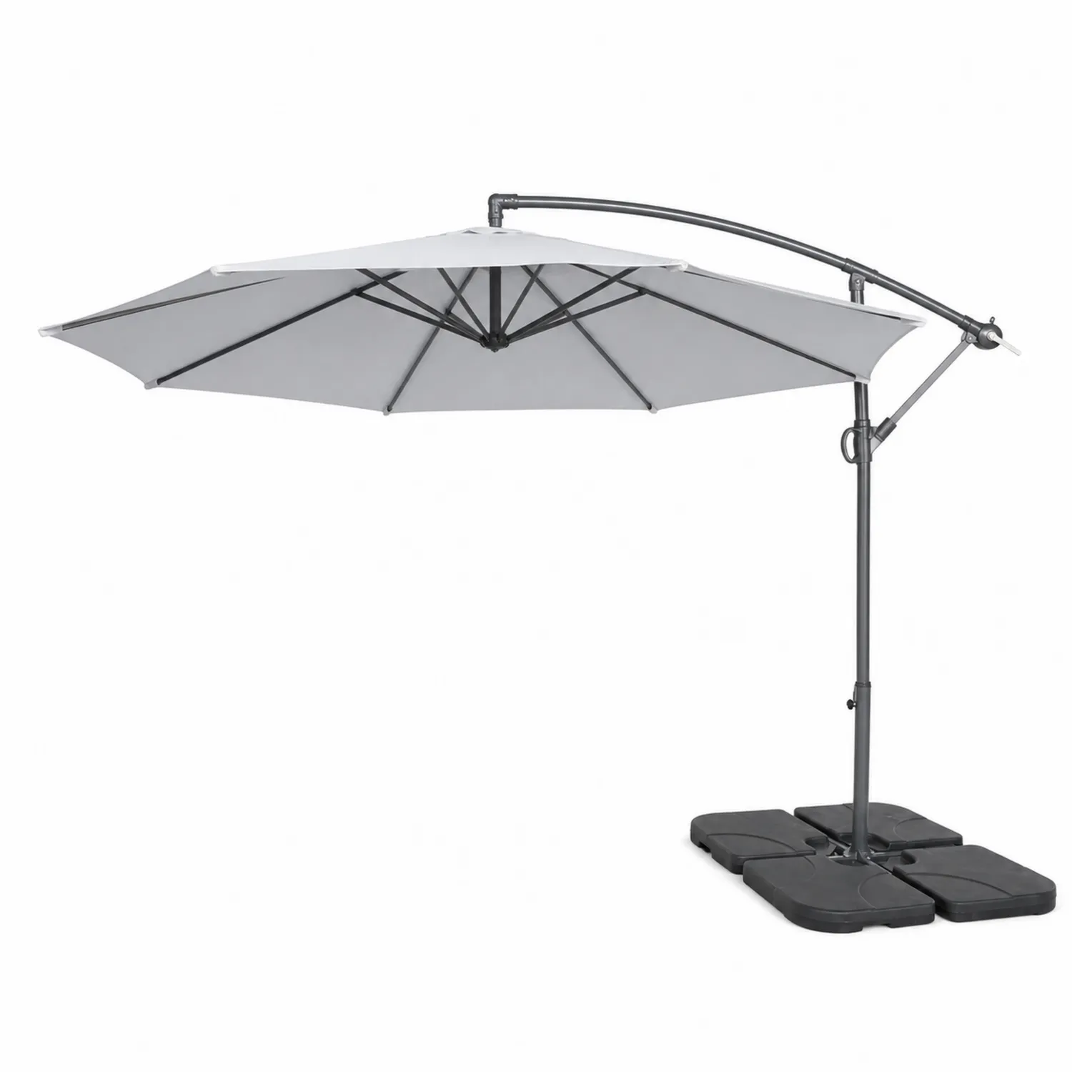 Parasol ogrodowy z bocznym ramieniem 300 cm stal szary