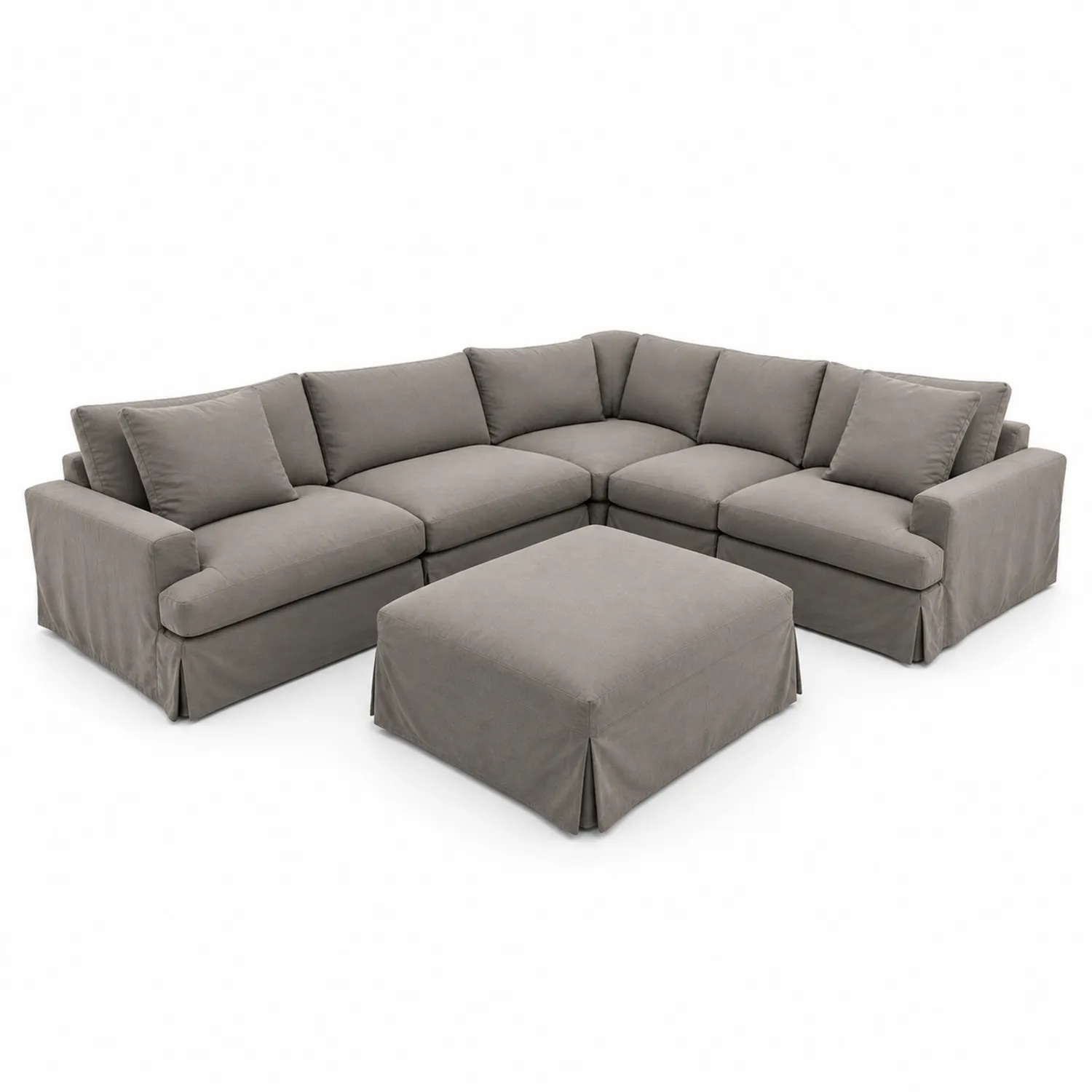 Szara sofa modułowa narożna z tkaniny