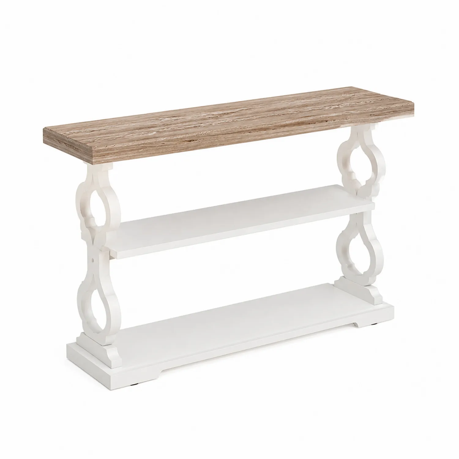 Stół konsolowy z MDF z półkami Biały 120 cm