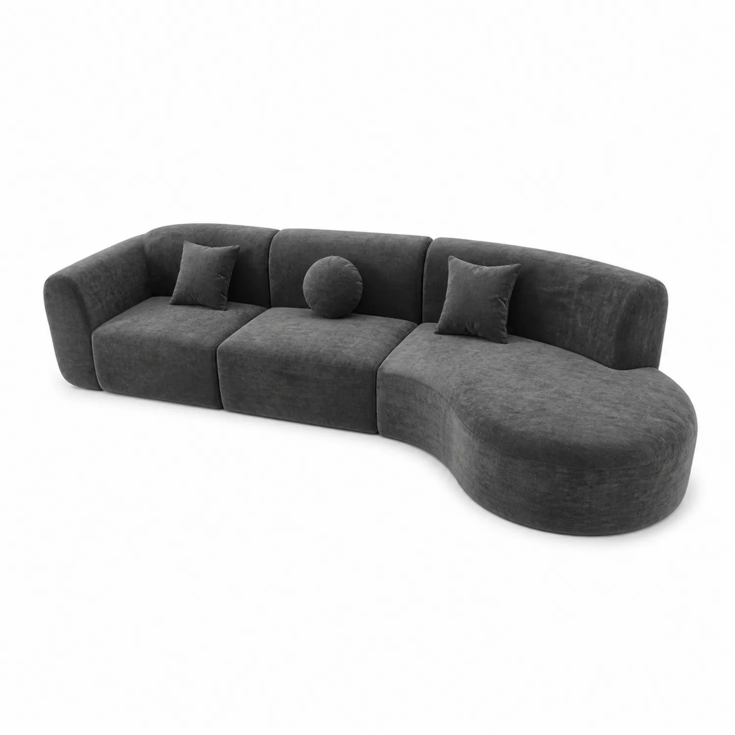 Narożna Sofa Modułowa z Tkaniny z Poduszkami Szary