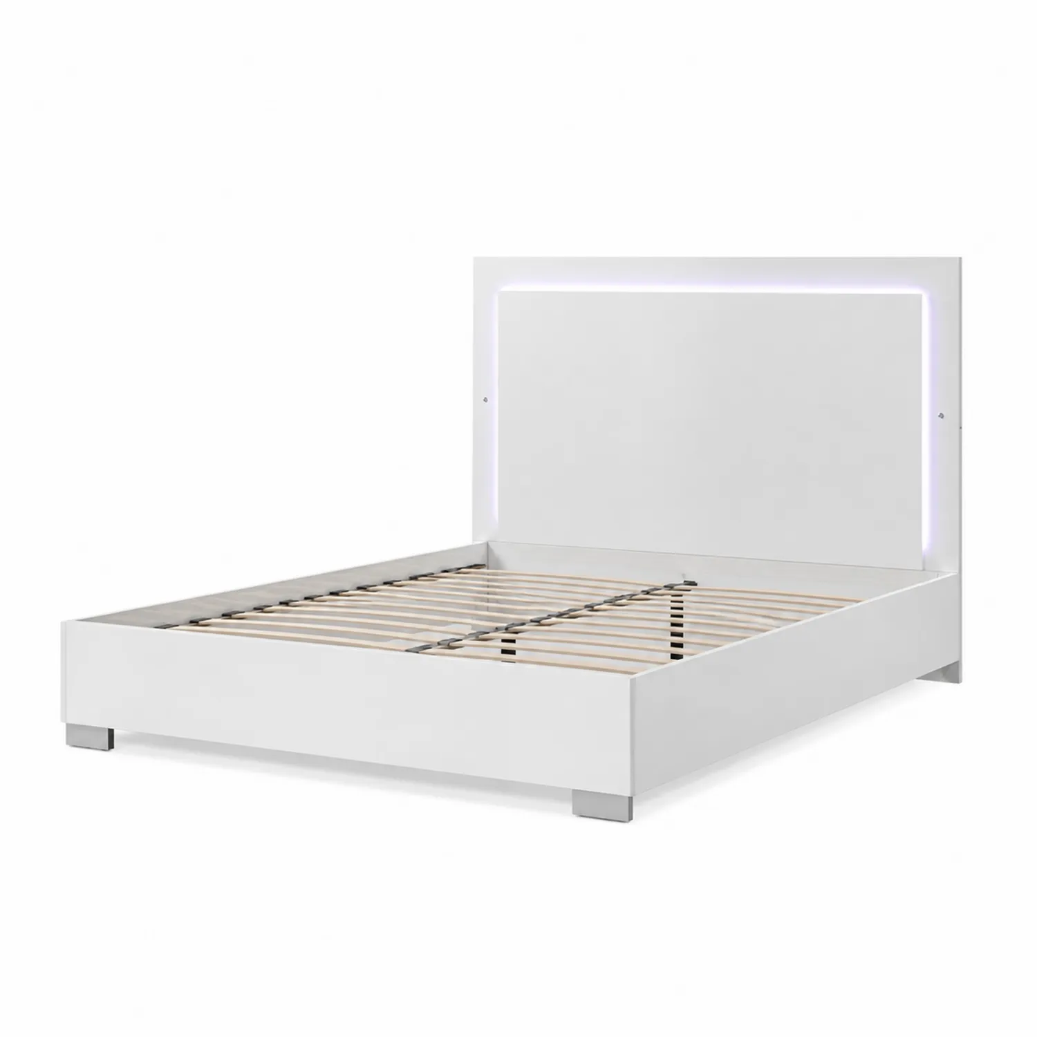 Łóżko panelowe z oświetleniem LED białe 160x200 cm