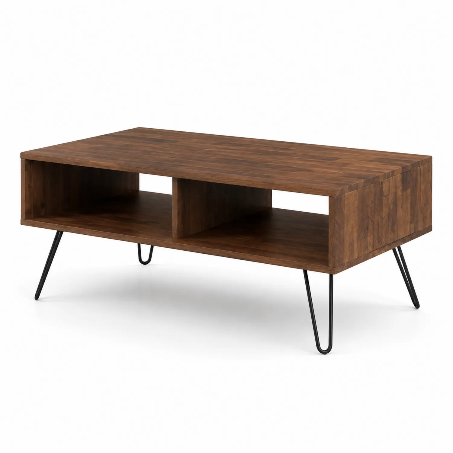Stolik kawowy z drewna akacjowego i metalowymi nogami 120x60x45 cm