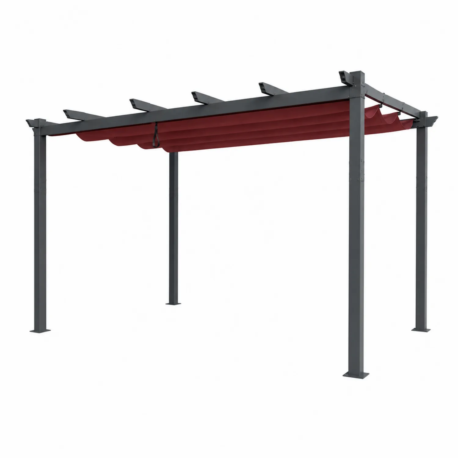 Pergola aluminiowa ogrodowa 300x400 cm Antracytowa z tkaniną Burgundową