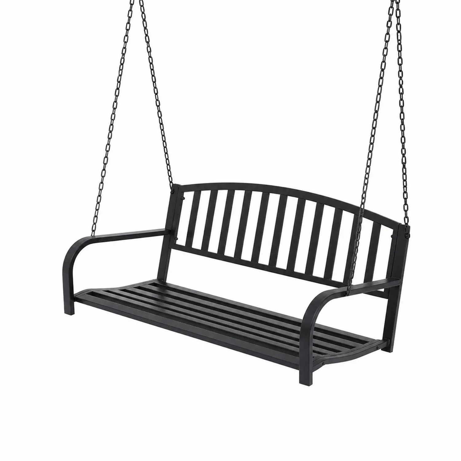 Huśtawka ogrodowa metalowa czarna 150x60 cm