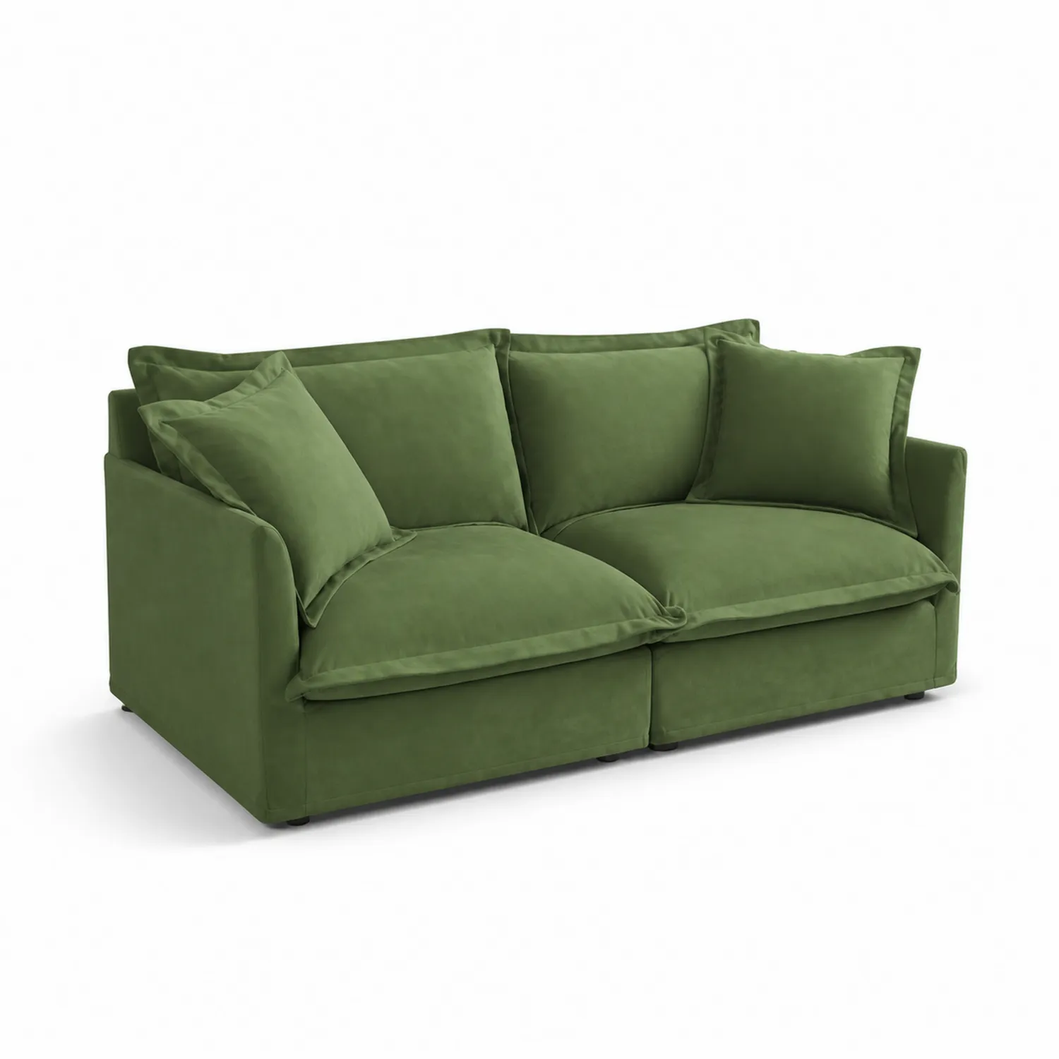 Dwuosobowa sofa z aksamitu zielona