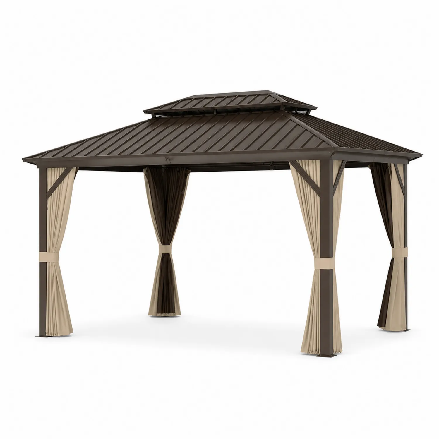 Altana ogrodowa z metalowym dachem 3 m x 4 m Brązowy/Beżowy