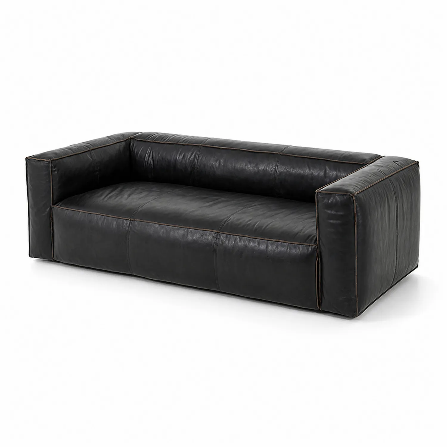 Sofa skórzana dwuosobowa czarna 200x90x70 cm