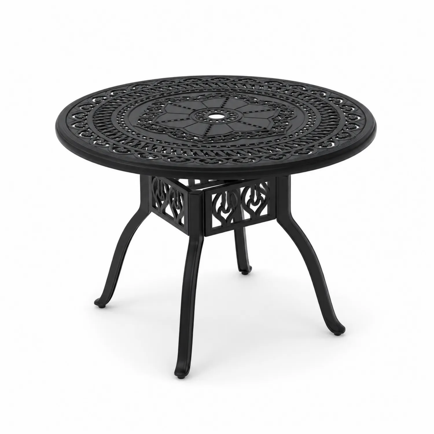 Okrągły stół ogrodowy metalowy z ażurowym wzorem czarny 107 cm