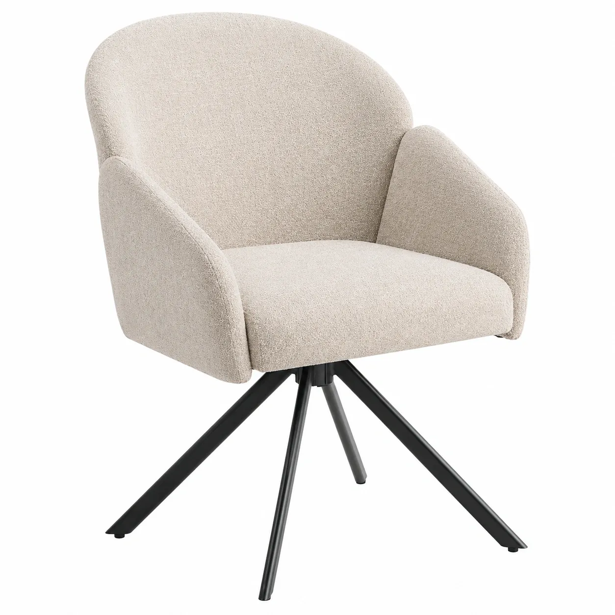 Drehstuhl Holly Beige Microfaser – Moderner Polsterstuhl mit Armlehnen und Drehfunktion-Cartveno