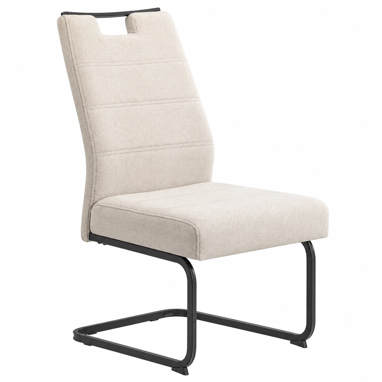 Moderner Schwingstuhl mit Griffausschnitt, Freischwinger Esszimmerstuhl gepolstert mit Vintage Bezug und Metallgestell Schwarz-Cartveno