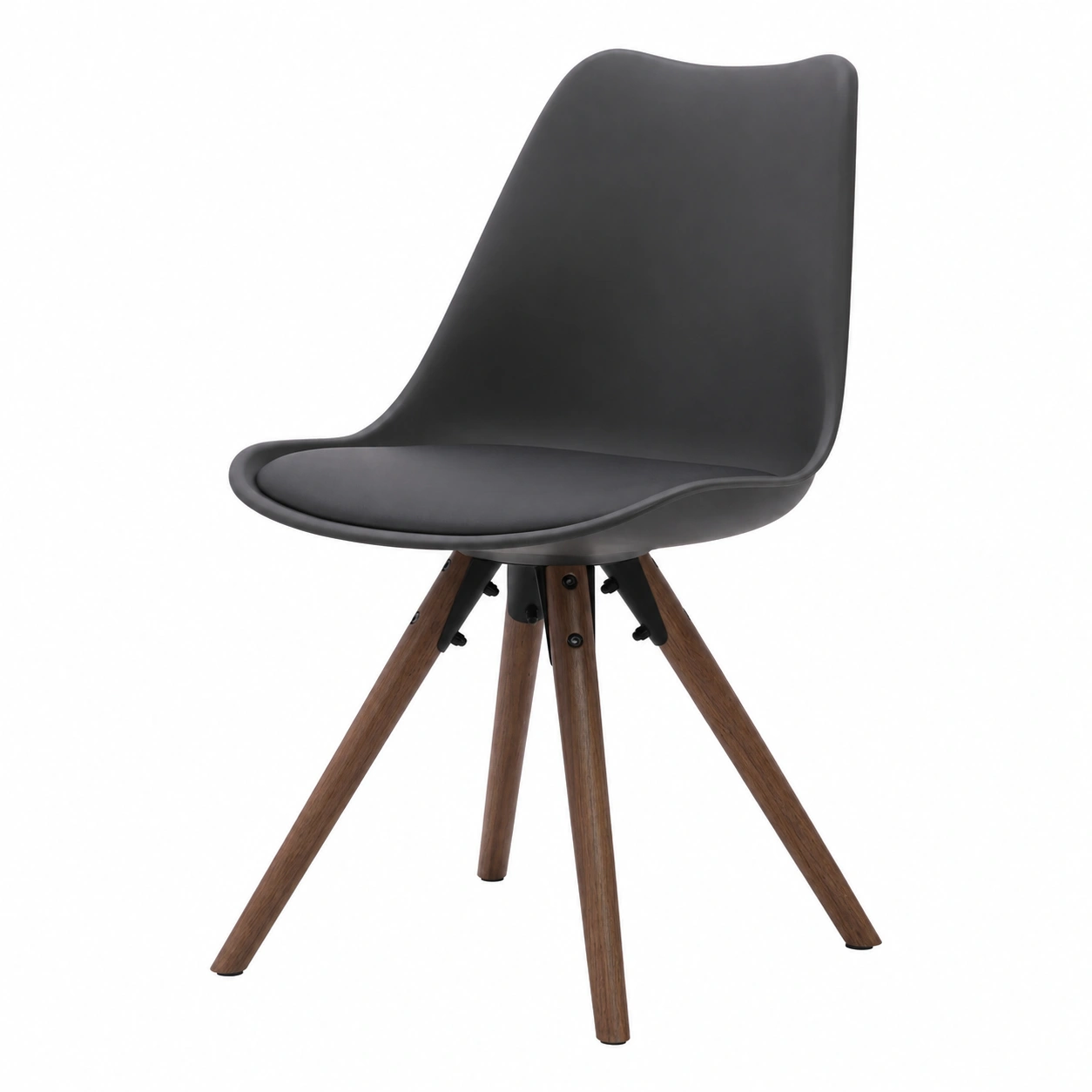 Esszimmerstuhl Schwarz Kunststoff Modern Skandinavisch Holzbeine-Cartveno