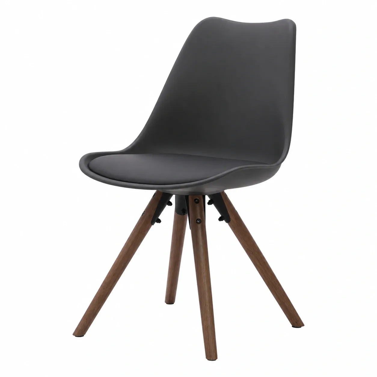 Esszimmerstuhl Schwarz Kunststoff Modern Skandinavisch Holzbeine-Cartveno