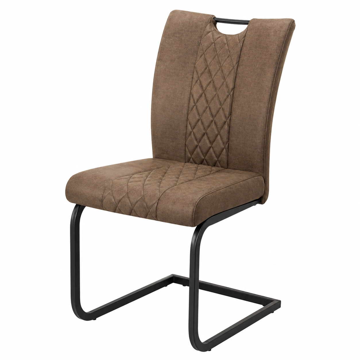 Moderner Schwingstuhl mit Steppung und Freischwinger Gestell Microfaser Braun-Cartveno
