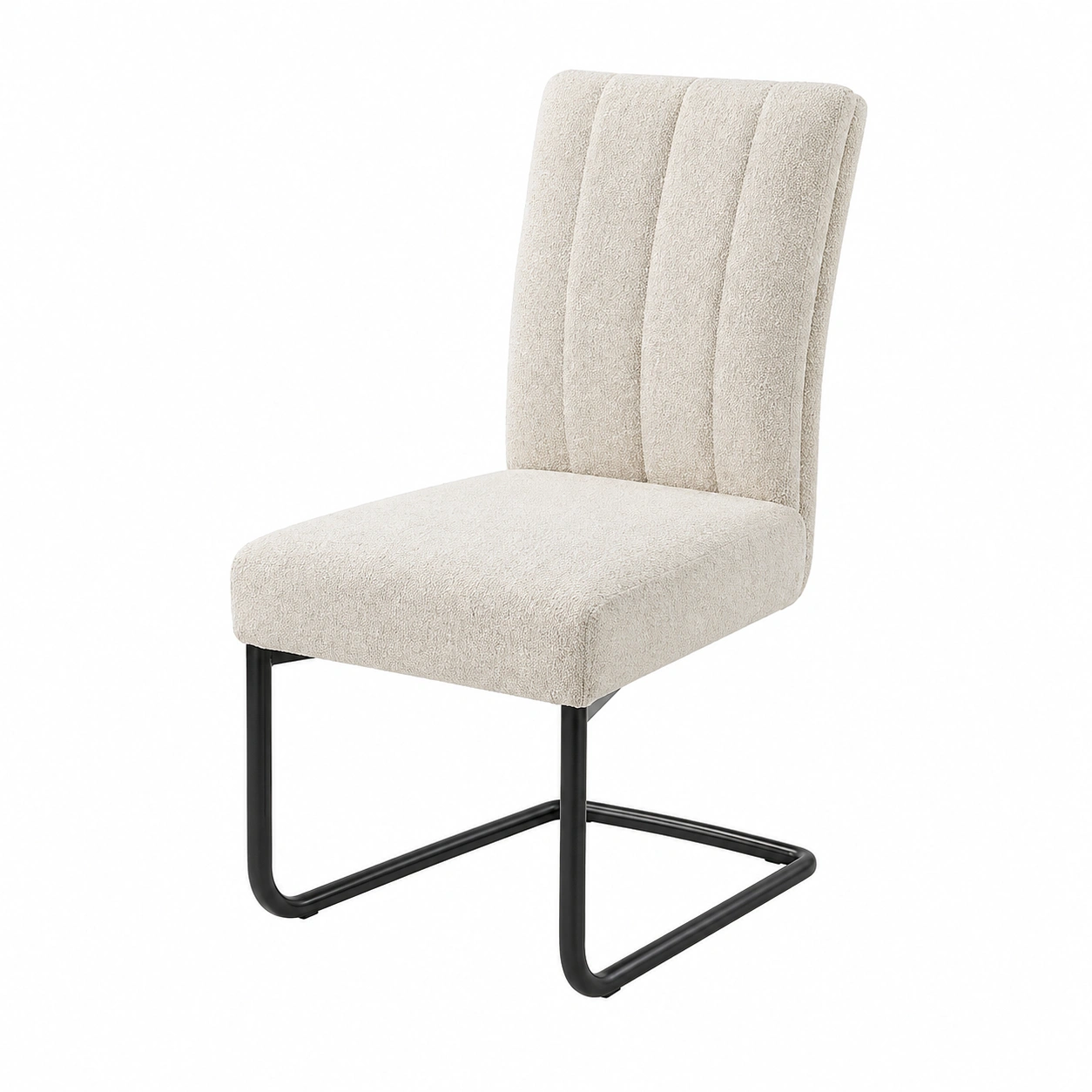 Schwingstuhl gepolstert Bouclé Stoff Beige ergonomisch Freischwinger ca. 44 x 66 x 100 cm-Cartveno