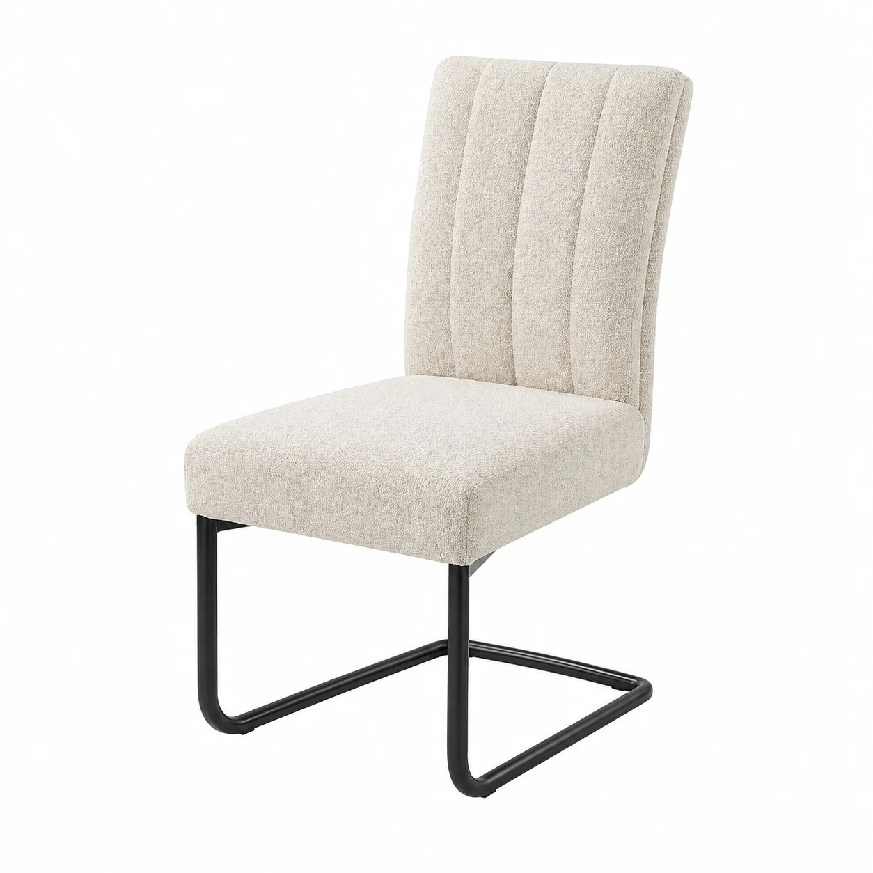 Schwingstuhl gepolstert Bouclé Stoff Beige ergonomisch Freischwinger ca. 44 x 66 x 100 cm-Cartveno