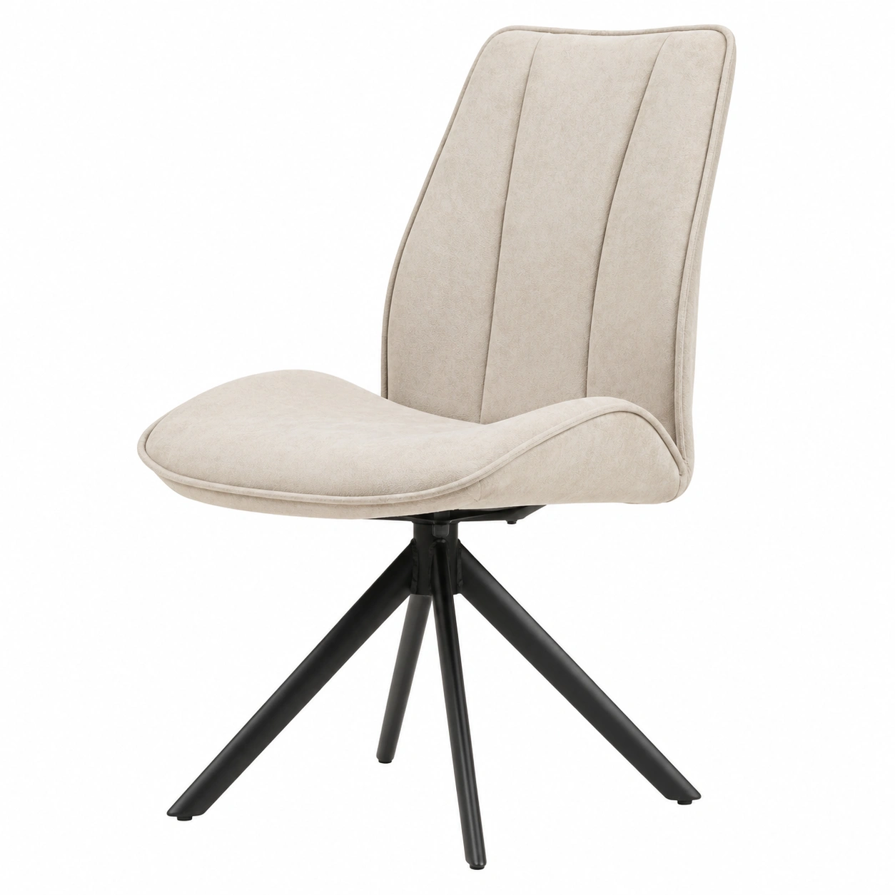 Drehstuhl Beige Microfaser Gepolstert Ergonomisch Modern Drehbar Esszimmerstuhl Metallgestell-Cartveno