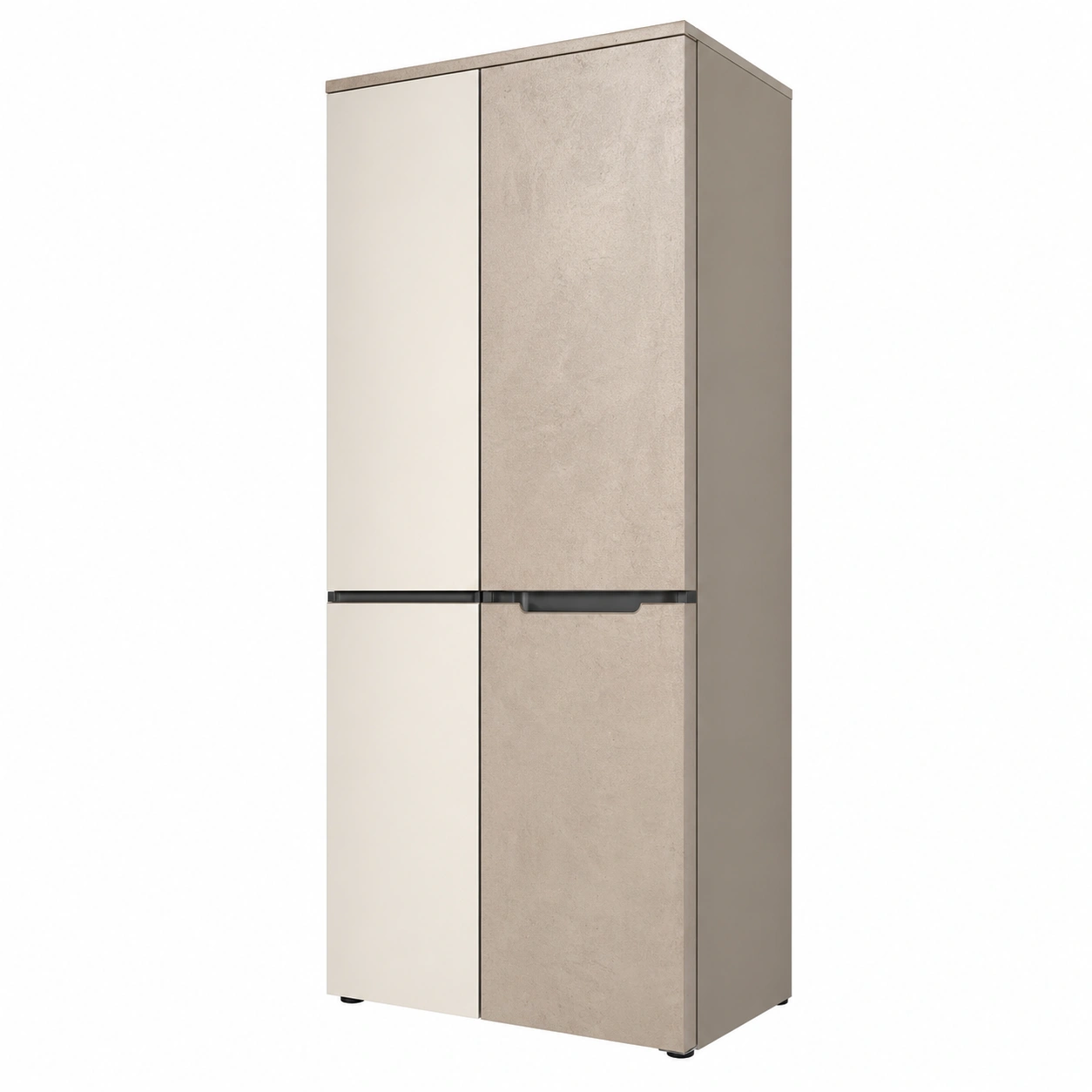 Moderner Kleiderschrank in Beige matt / Sandsteinoptik mit grafitfarbenem Griffprofil-Cartveno