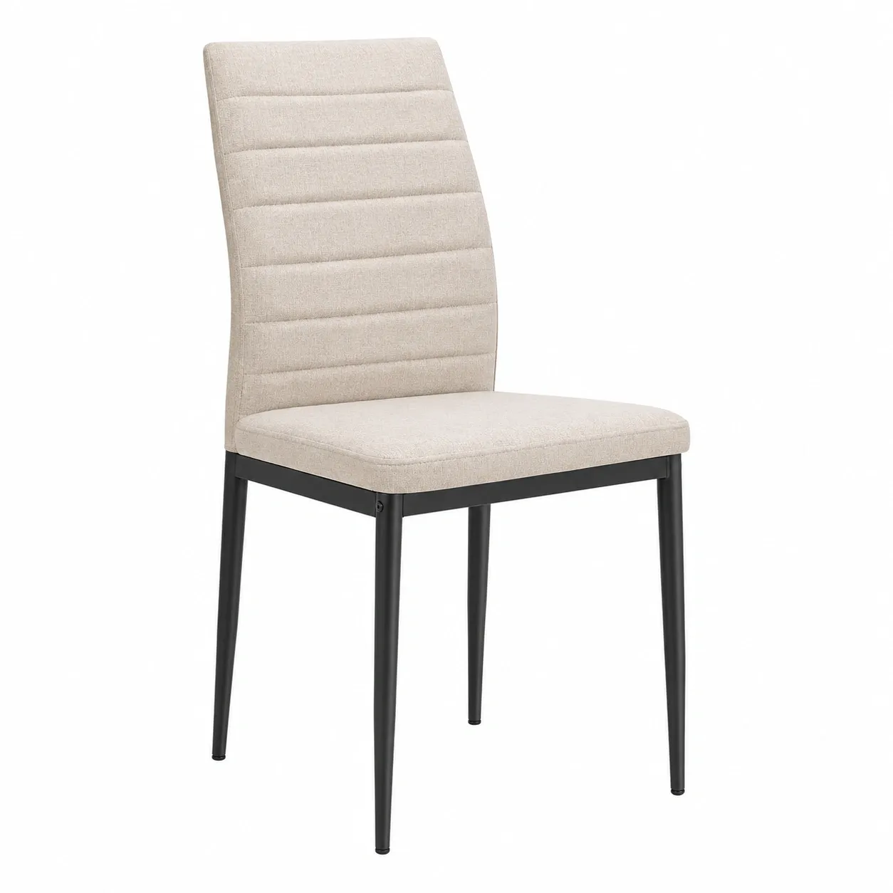 Moderner Polsterstuhl mit hoher Rückenlehne und Metallgestell – Beige – Zeitloser Esszimmerstuhl-Cartveno