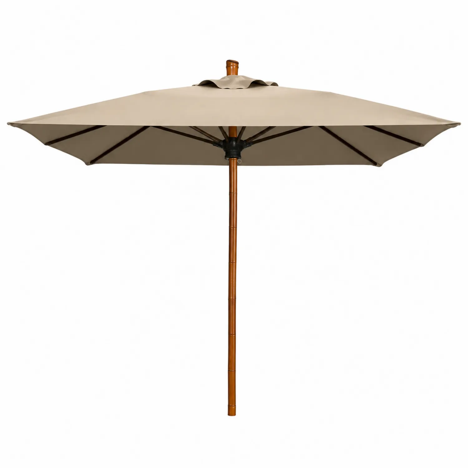Parasol ogrodowy okrągły 300cm beżowy poliester drewno