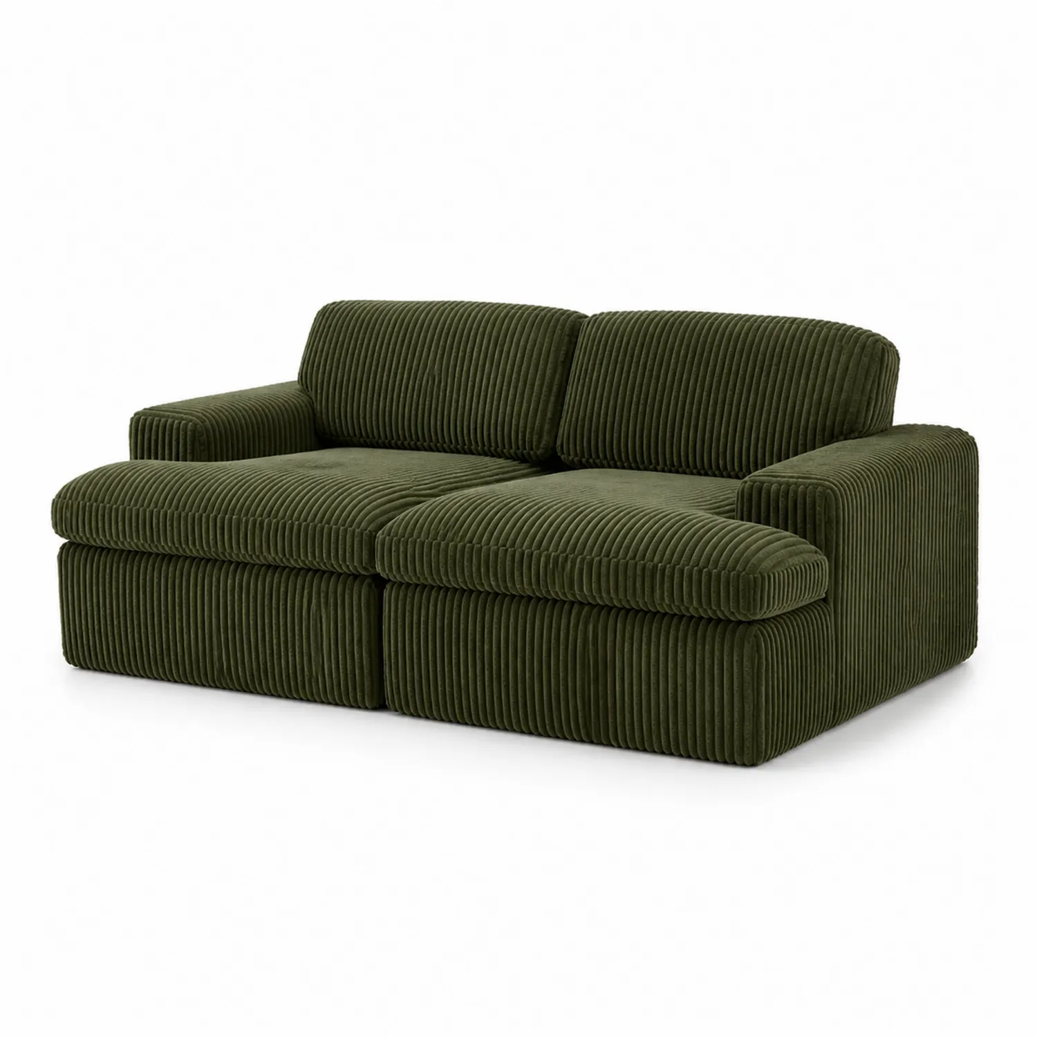 Sofa dwuosobowa z sztruksu w kolorze oliwkowym 200 cm