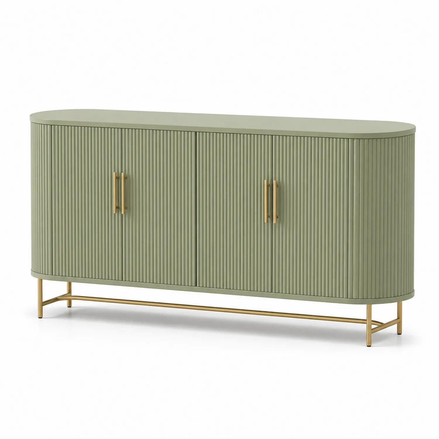 Szafka boczna owalna MDF i metal zielona 150x40x80 cm