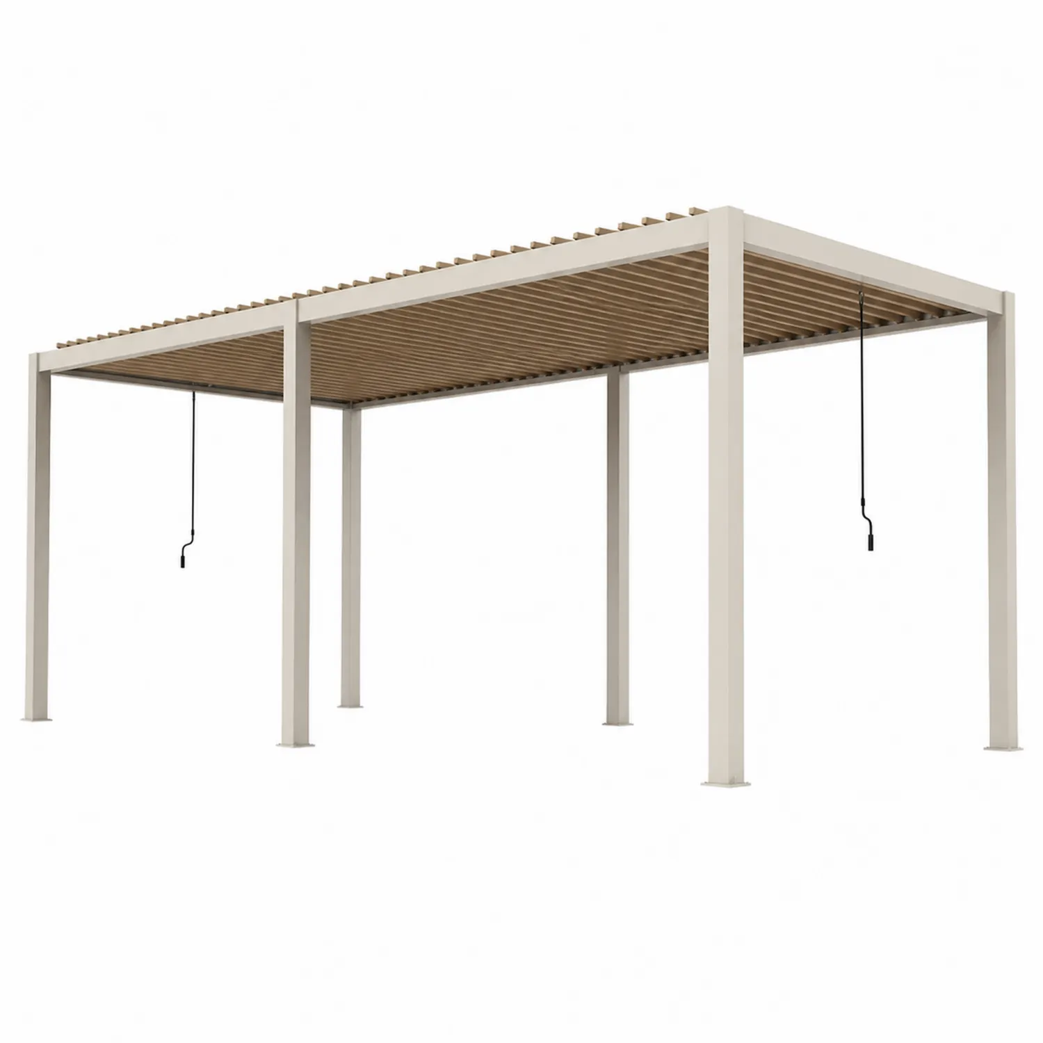 Pergola ogrodowa prostokątna z aluminium i drewna teakowego, beżowa 400x300x250 cm