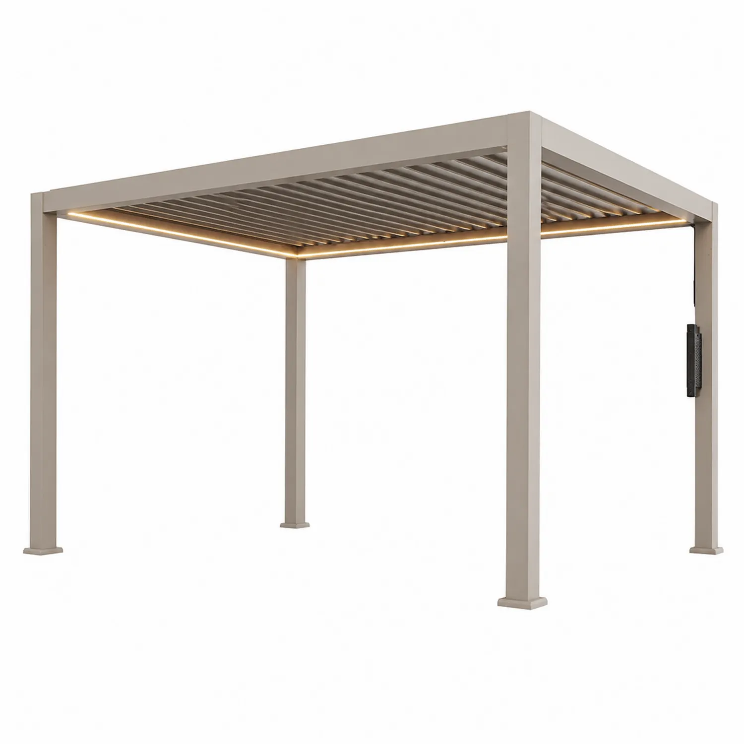 Aluminiowa Pergola Ogrodowa z Oświetleniem LED, Szaro-Beżowa