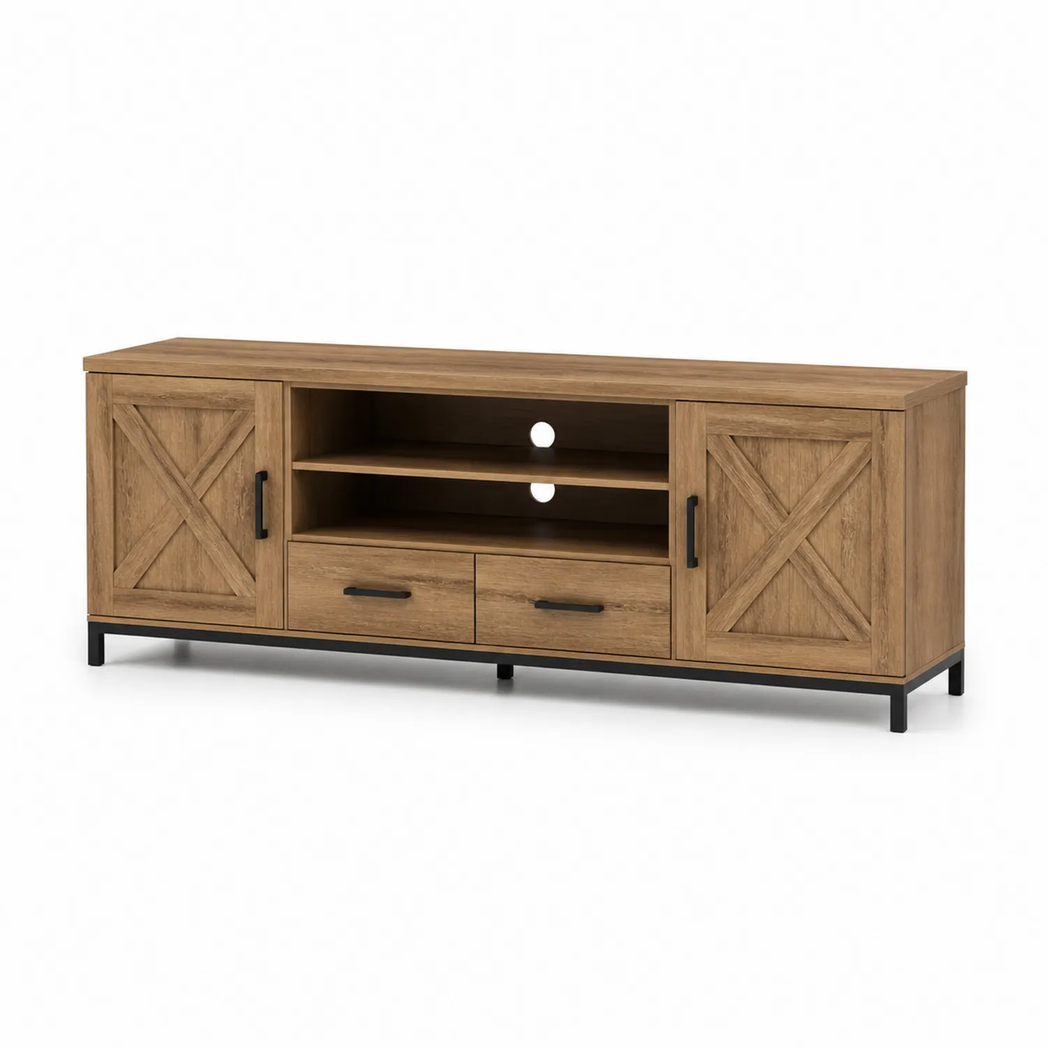 Szafka RTV drewniana MDF z okleiną dębową 140x40x50 cm
