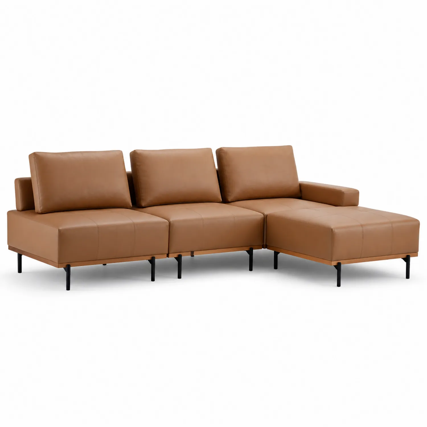 Modułowa sofa narożna ze skóry PU brązowa