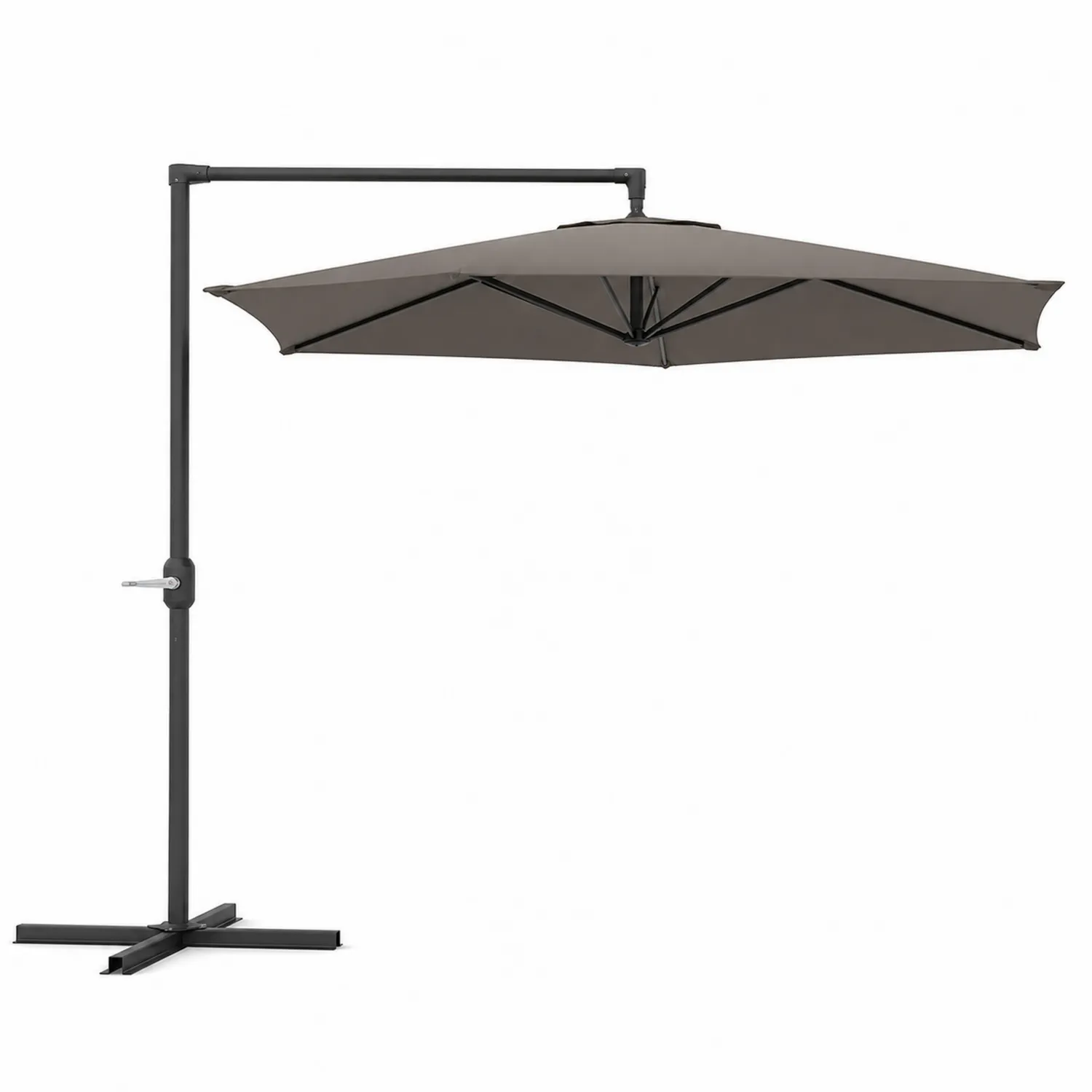 Parasol ogrodowy z bocznym ramieniem 3m Szary Aluminium i Poliester