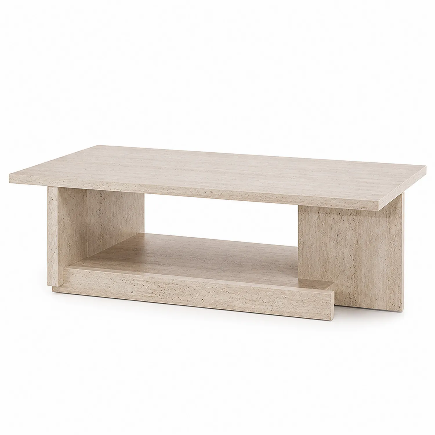Stolik kawowy prostokątny 110 cm x 60 cm z wapienia beżowy