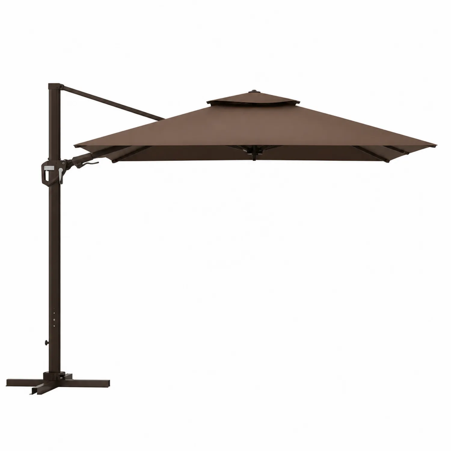 Parasol boczny prostokątny 3 m x 4 m brązowy aluminiowy poliester