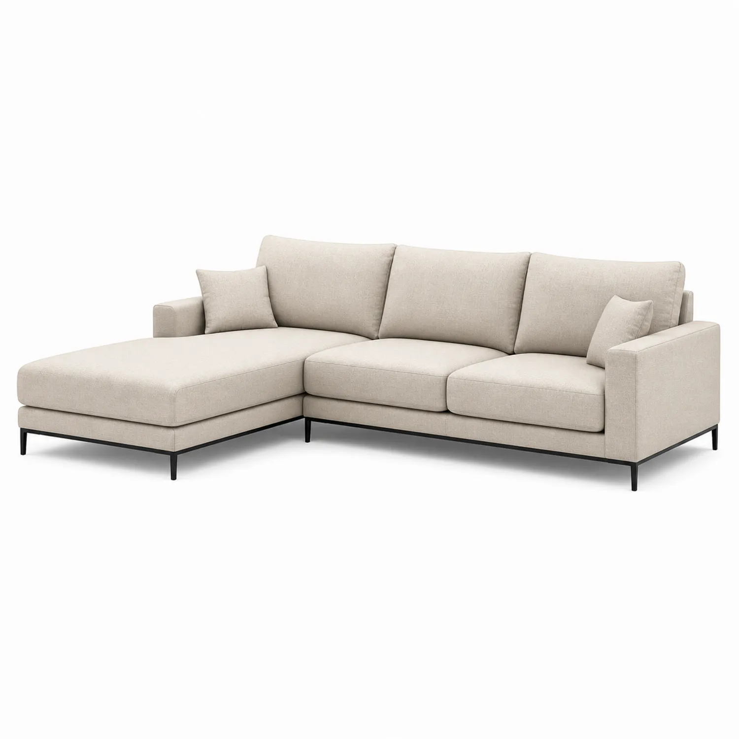 Narożna Kanapa L Beżowa Tkanina Poliester Metal 250 cm-ardessaliving