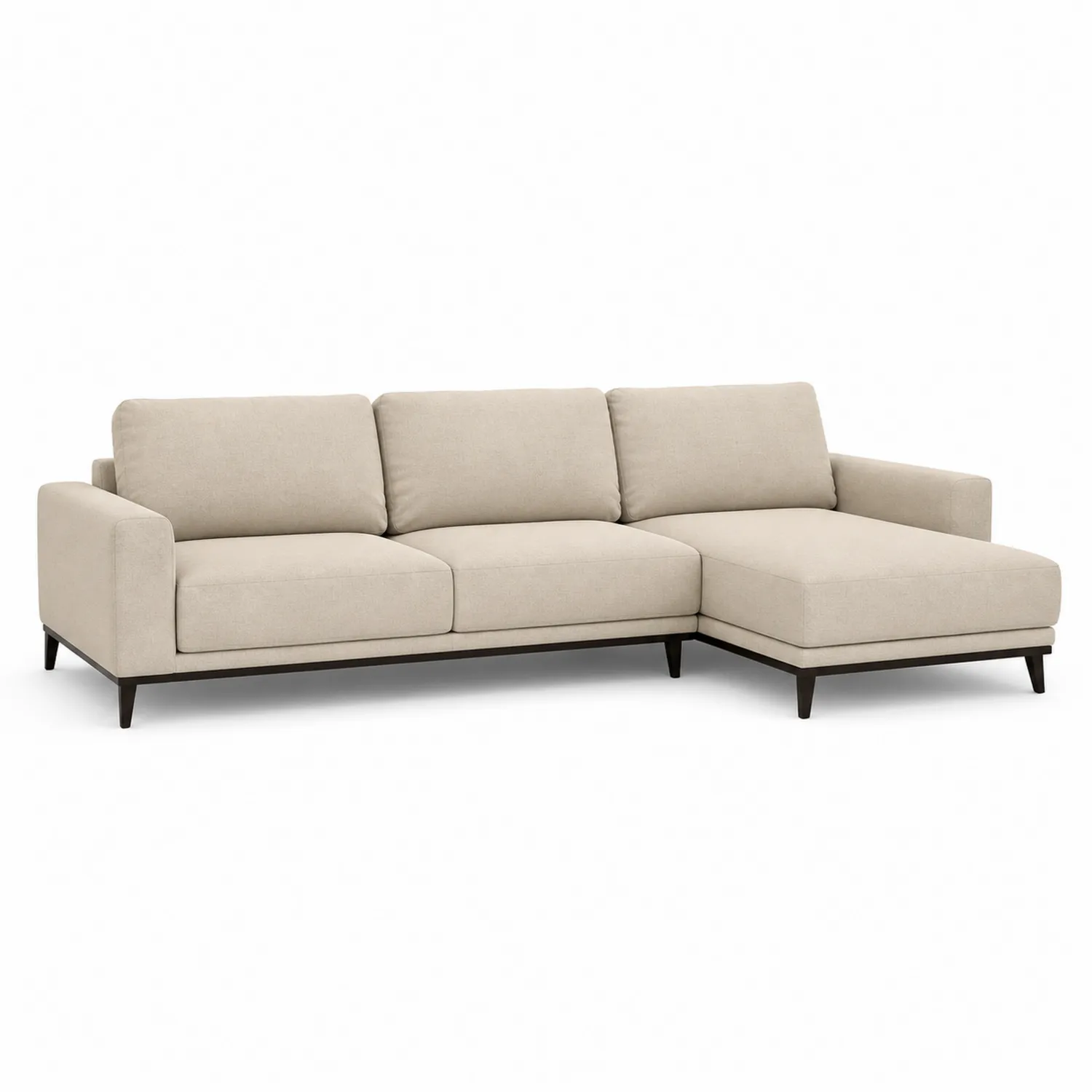 Sofa narożna w kształcie L, kremowa tkanina, drewno, metal-ardessaliving