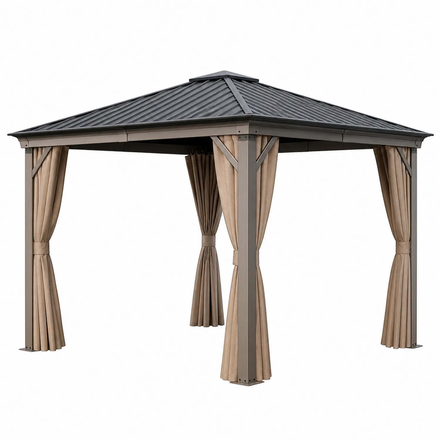 Altana ogrodowa z konstrukcją aluminiową i zasłonami poliestrowymi 300x300 cm-ardessaliving