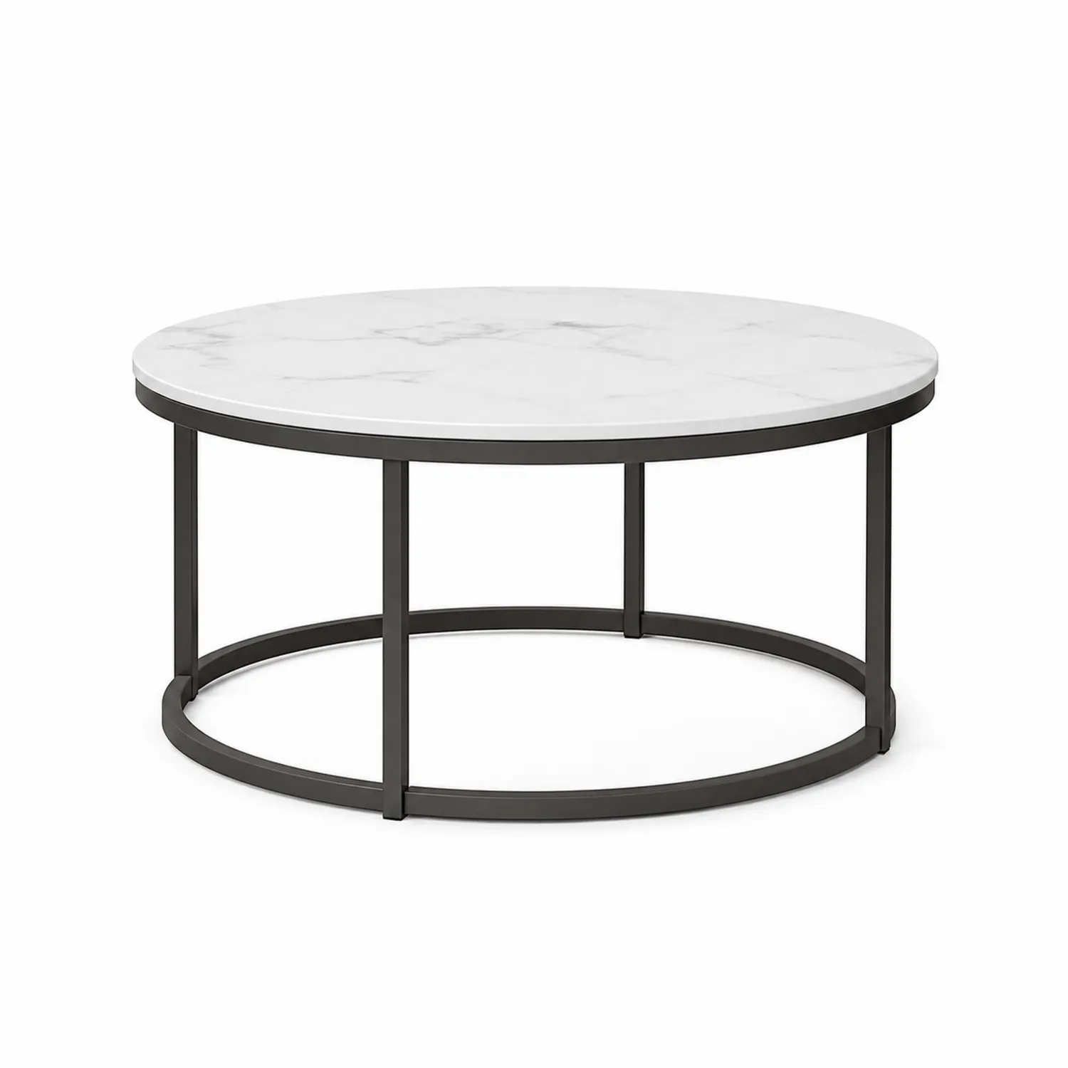 Stolik kawowy okrągły marmur metalowy 90cm Biały-ardessaliving