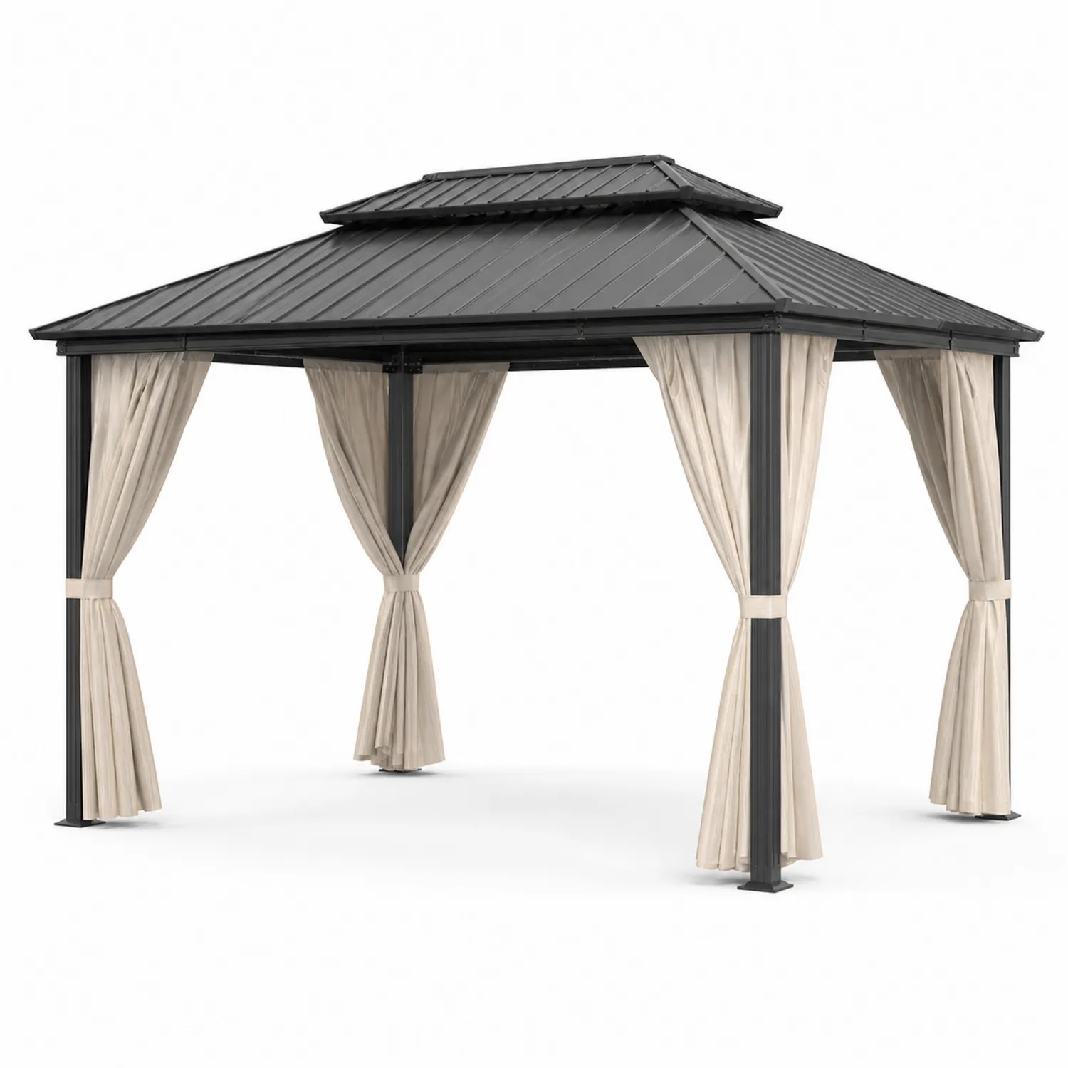 Altana ogrodowa metalowa z zasłonami 300x400x270 cm-ardessaliving