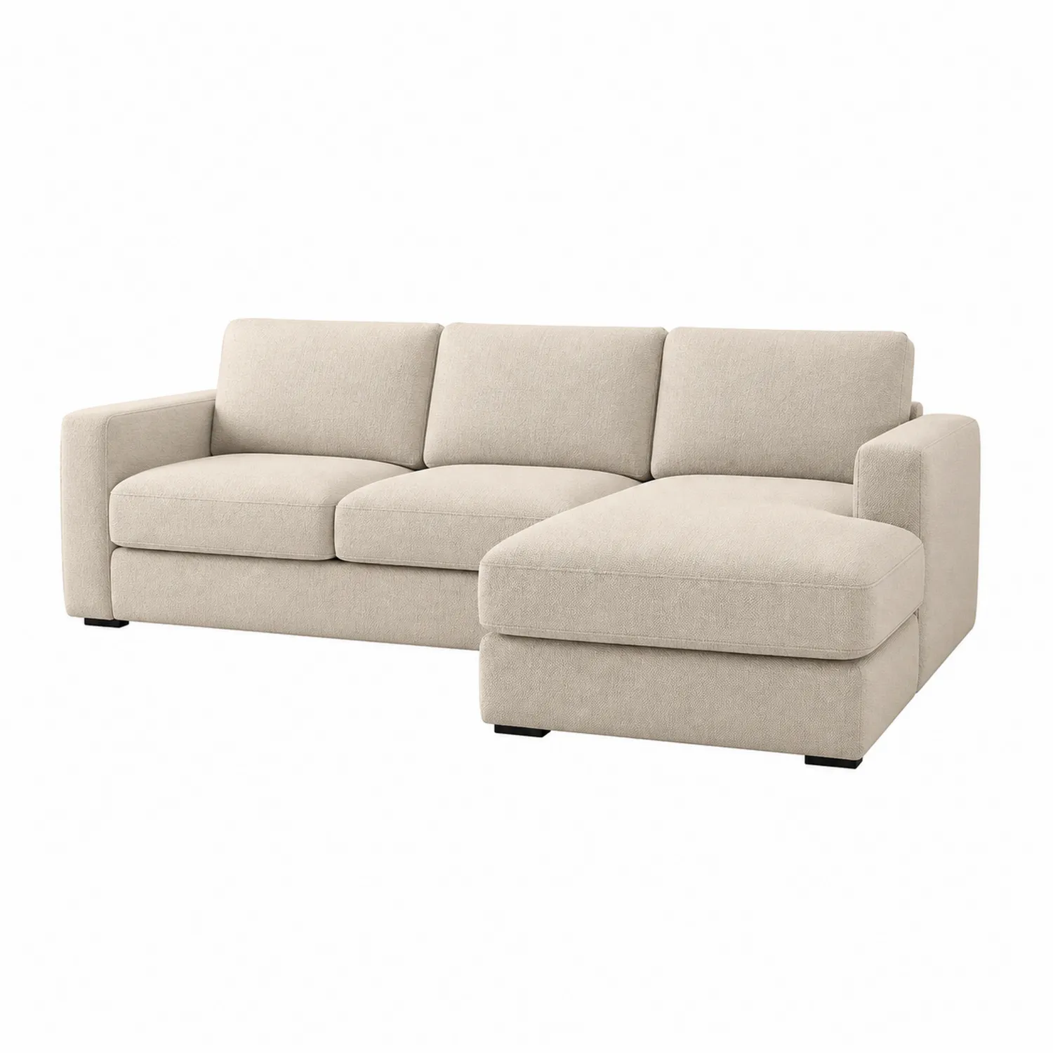 Sofa narożna prawostronna beżowa 252x160 cm tkanina lniana-ardessaliving