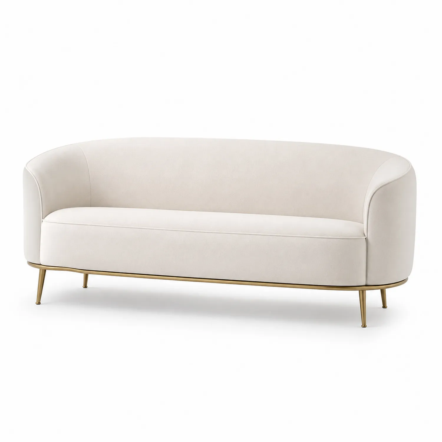 Sofa dwuosobowa owalna z weluru Beżowa-ardessaliving
