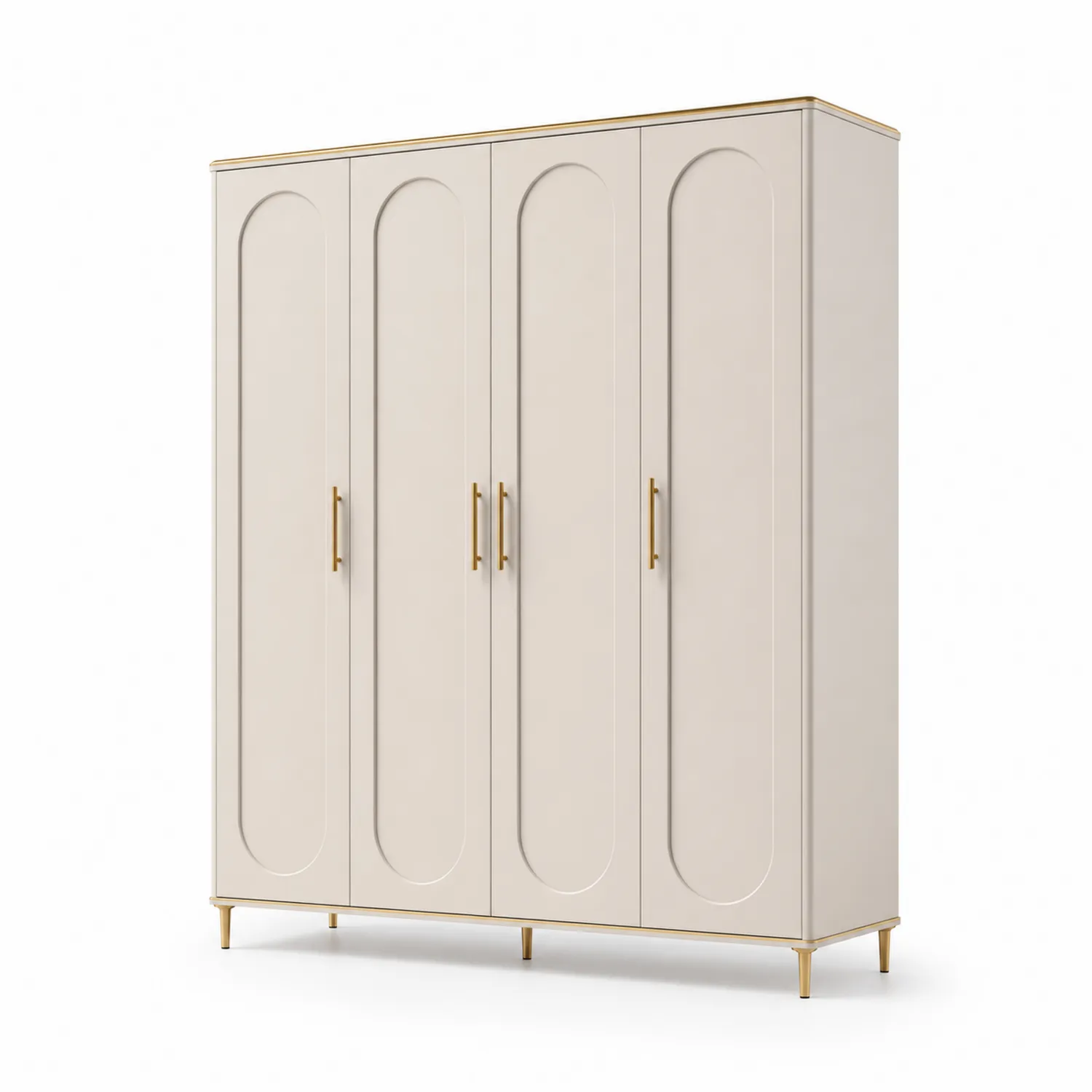 Szafa czterodrzwiowa z płyty MDF i metalowymi uchwytami 200cm x 180cm x 60cm-ardessaliving