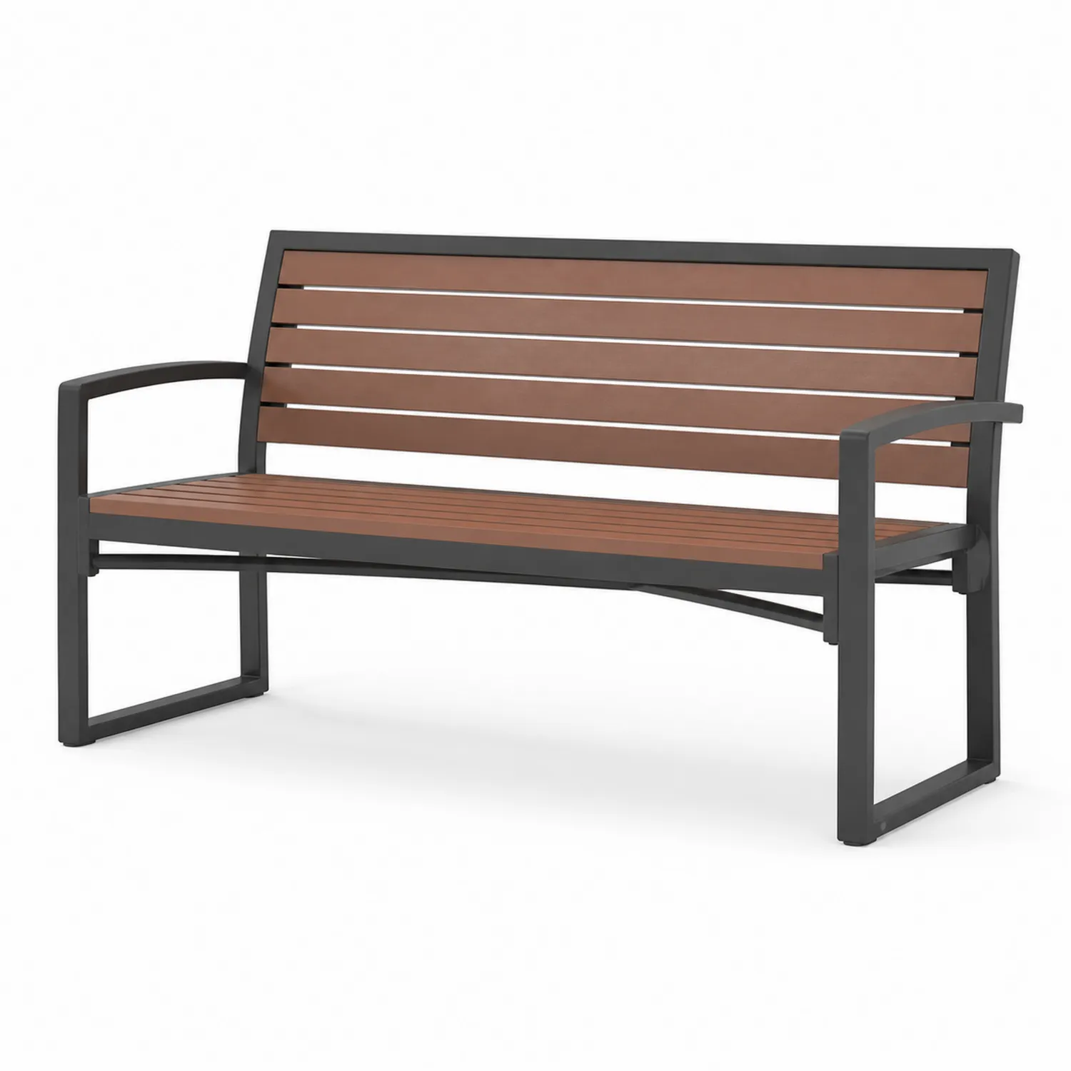 Ławka ogrodowa metalowa z drewnianym siedziskiem 120 cm Brązowy/Czarny-ardessaliving