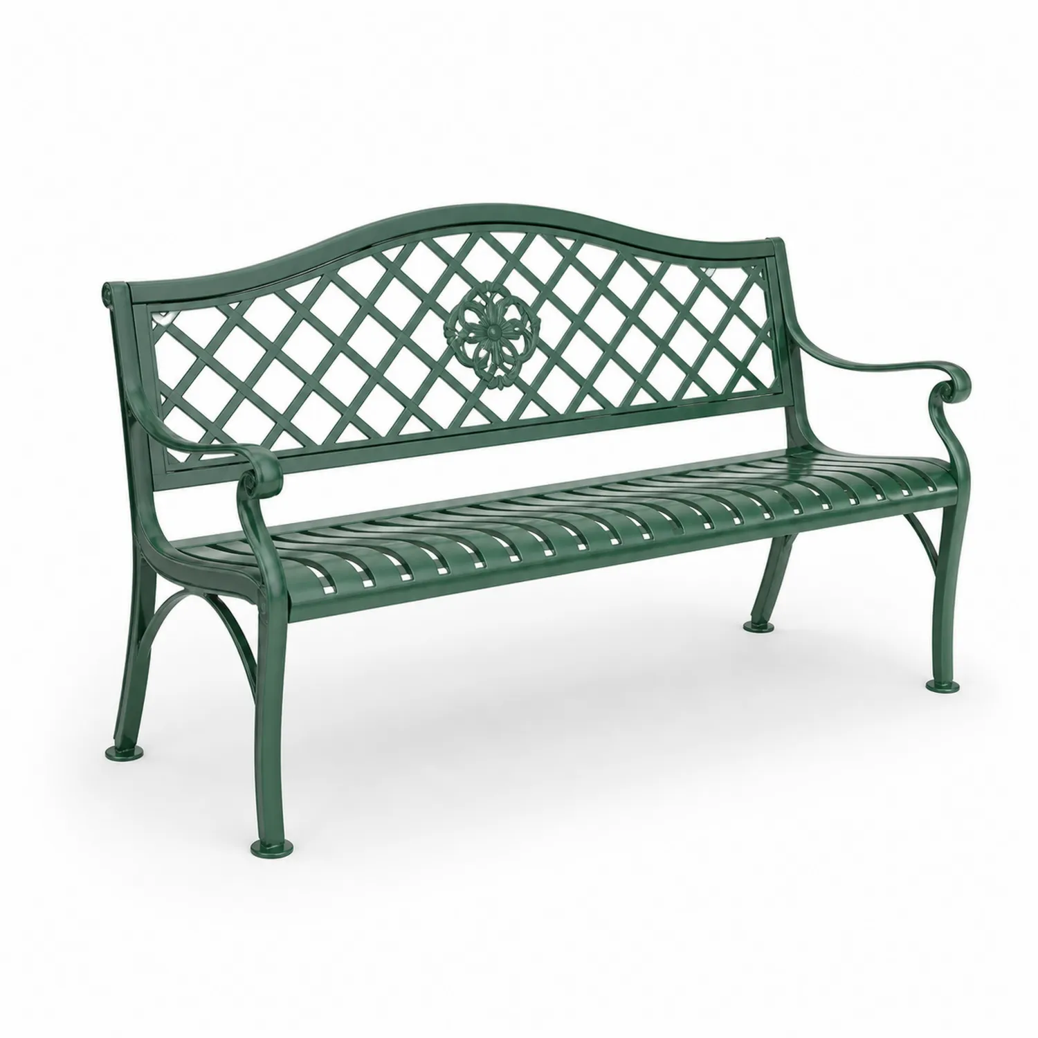 Ławka ogrodowa metalowa zielona 125 cm-ardessaliving